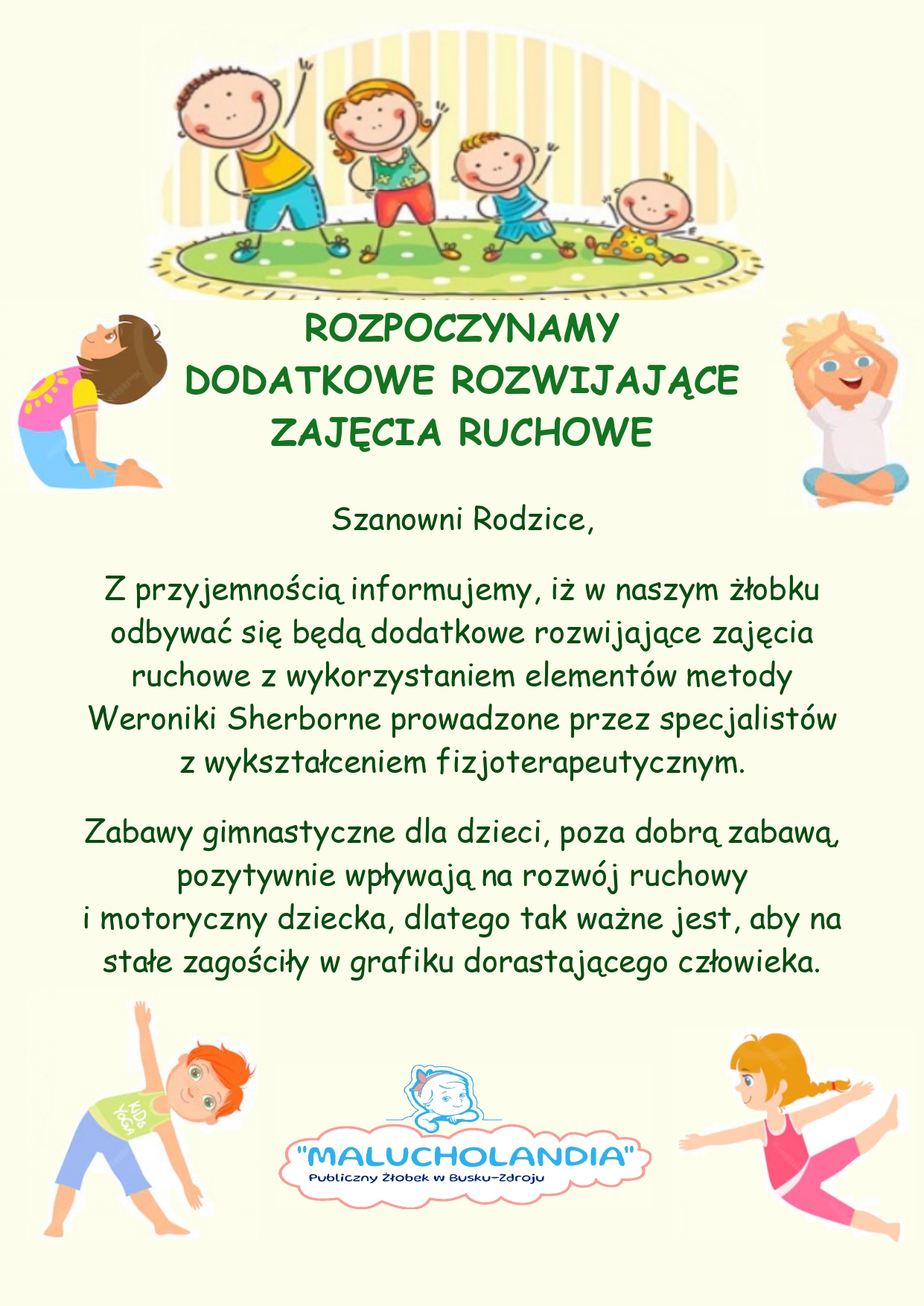 Ogłoszenie dodatkowe rozwijające zajęcia ruchowe